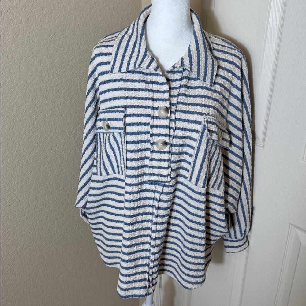 Talulah Blue and White Stripe Top Oversize Size S